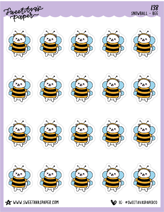 Bumble Bee Stickers - Snowball The Cat - [138]