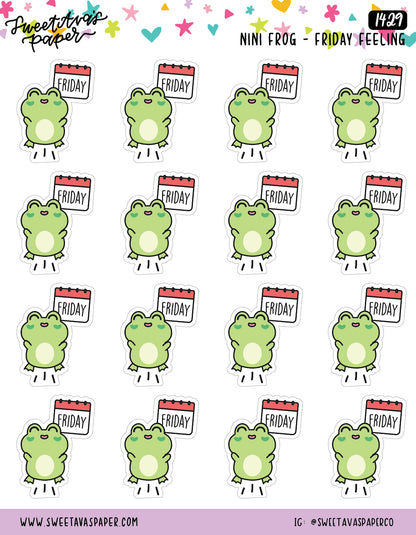 Friday Planner Stickers - Finally Friday Planner Stickers - Character Planner Stickers - Nini Frog - [1429]