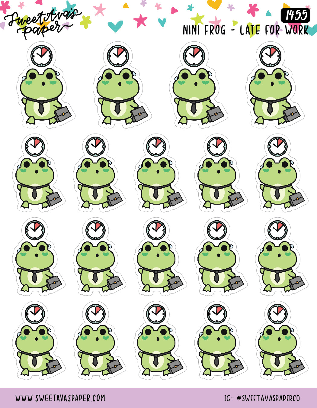 Late For Work Planner Stickers - Character Planner Stickers - Nini Frog - [1455]