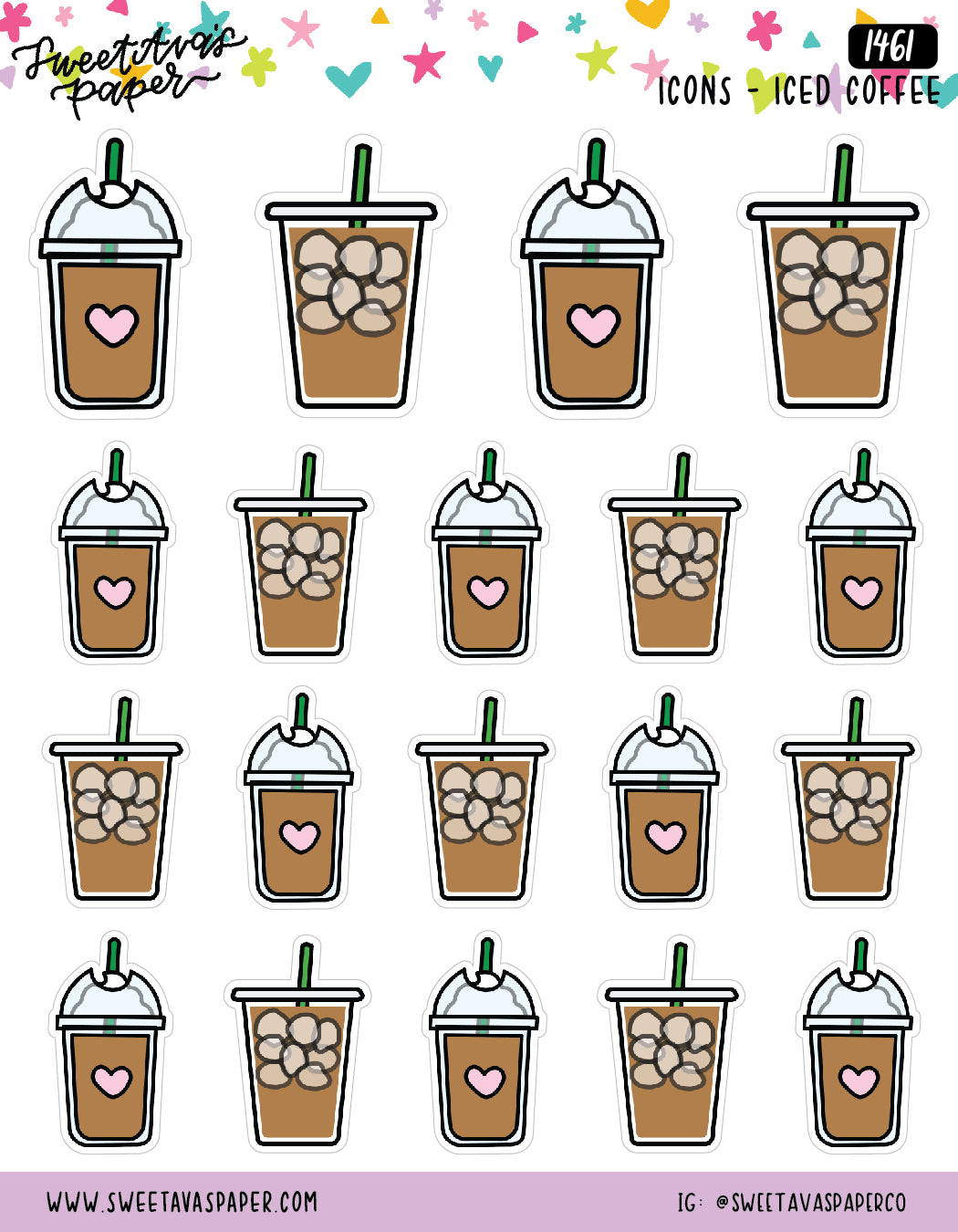 Iced Coffee Cups Planner Stickers - Icons -  [1461]