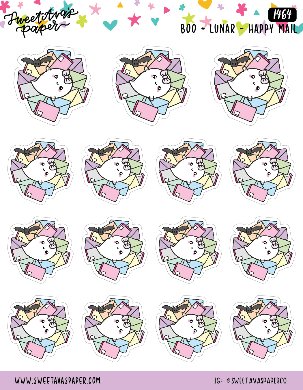 Medium Size Happy Mail Pile Planner Stickers - Boo and Lunar -  [1464]