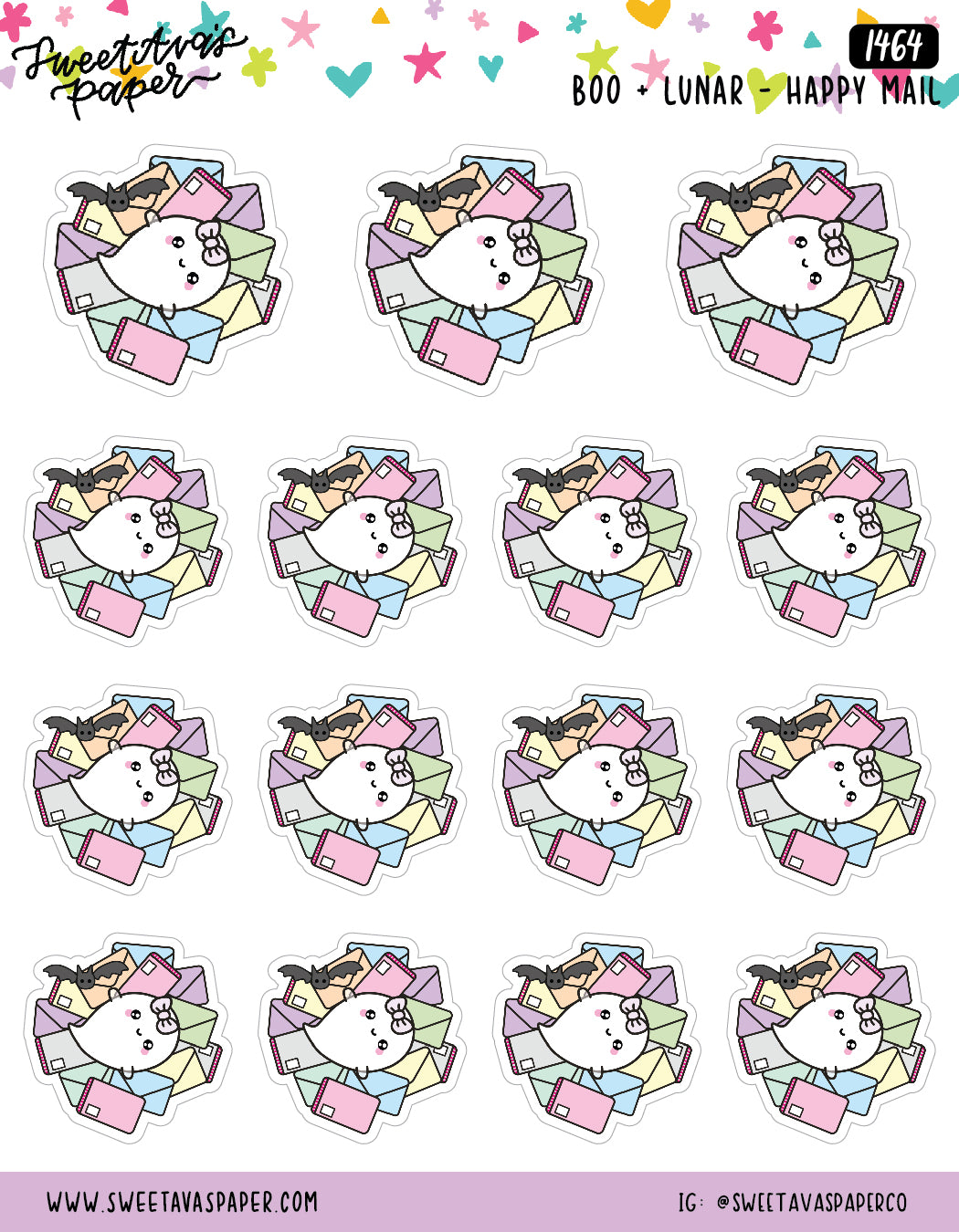 Medium Size Happy Mail Pile Planner Stickers - Boo and Lunar -  [1464]