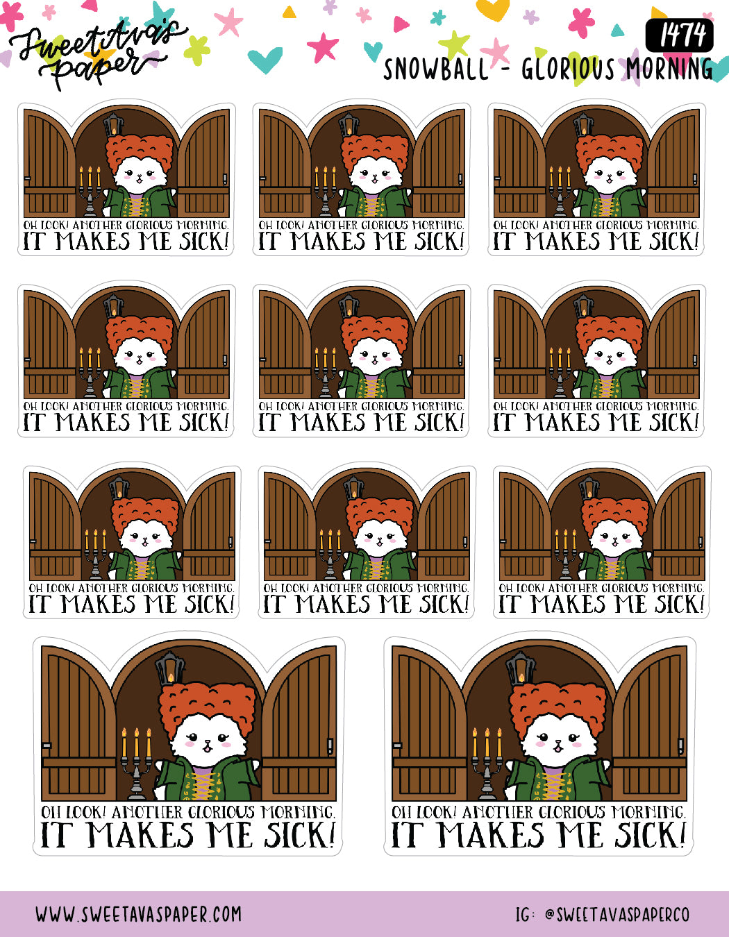 Snowball Glorious Morning, Makes Me Sick Planner Stickers  - [1474]