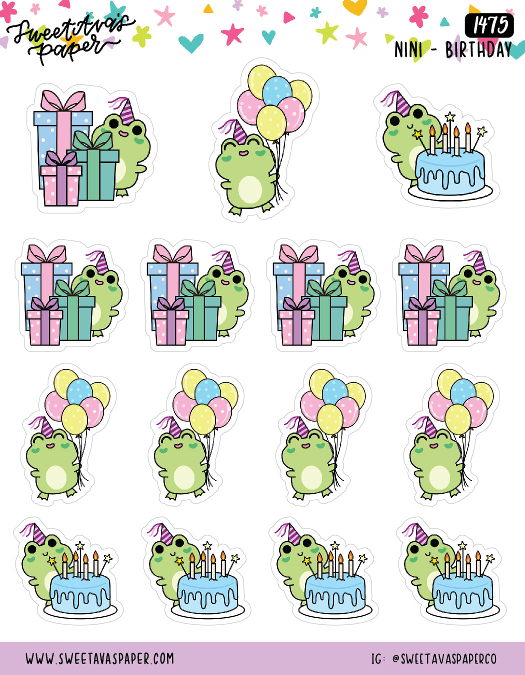 Birthday Planner Stickers - Nini Frog [1475]
