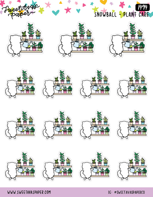 Plant Care Planner Stickers - Snowball The Cat [1494]