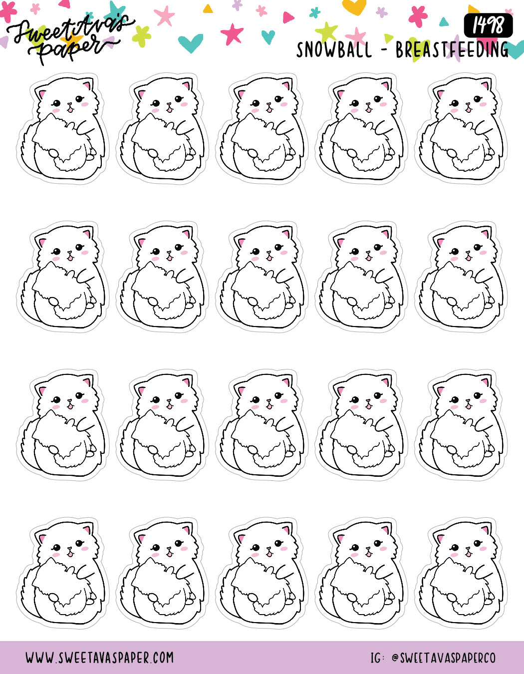 Breastfeeding Planner Stickers - Snowball The Cat [1498]