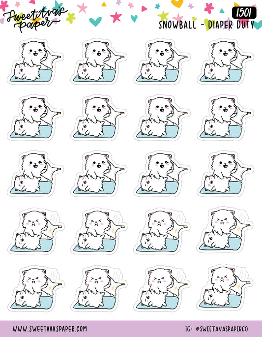 Diaper Change Planner Stickers - Snowball The Cat [1501]