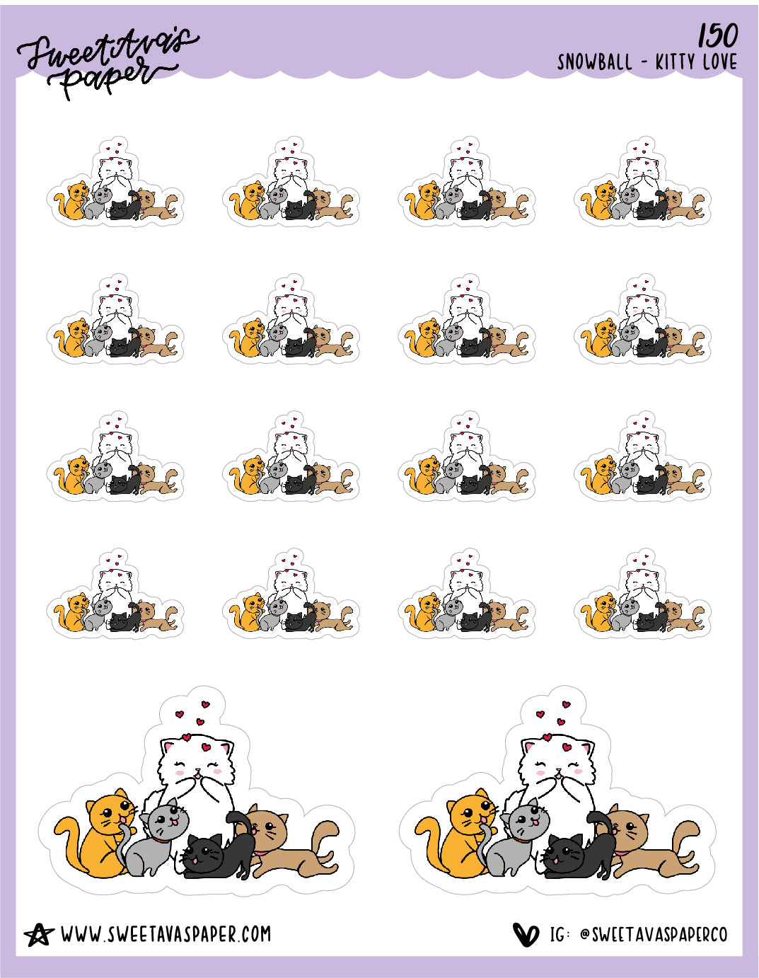 ICON SIZE - Cat Lady Stickers - Snowball The Cat - [150]