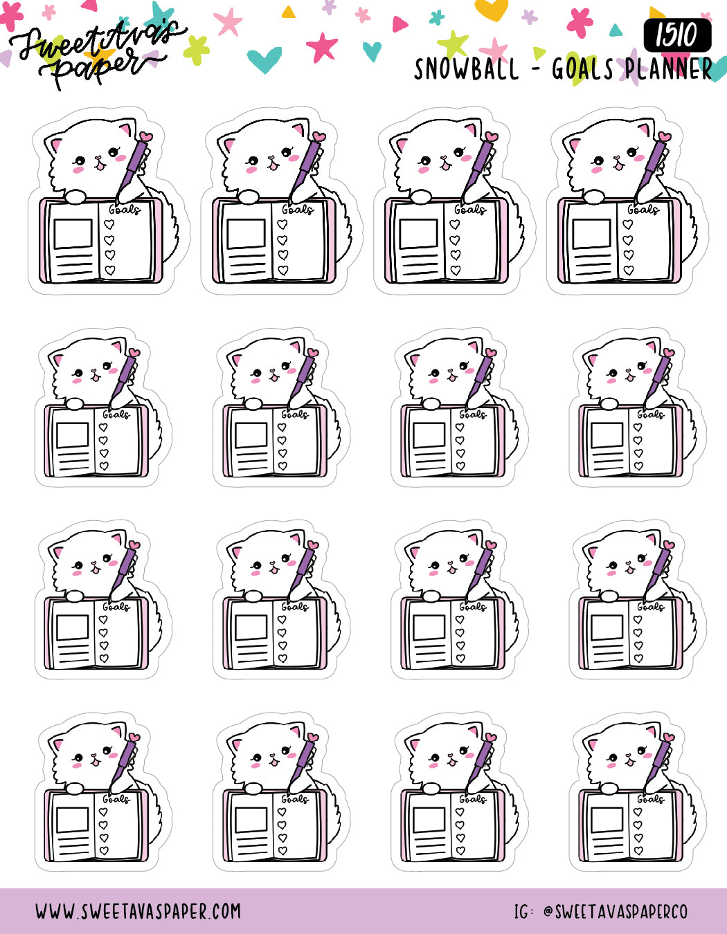 Goals Planner -  Planner Stickers - Snowball The Cat [1510]