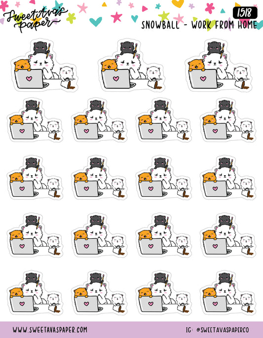 Mom Life Work From Home Planner Stickers - Snowball The Cat [1518]