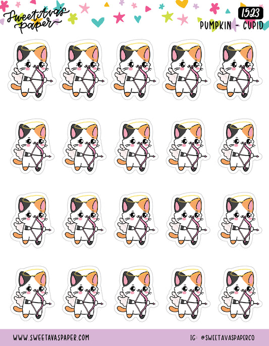 Cupid Planner Stickers - Pumpkin The Cat - [1523]