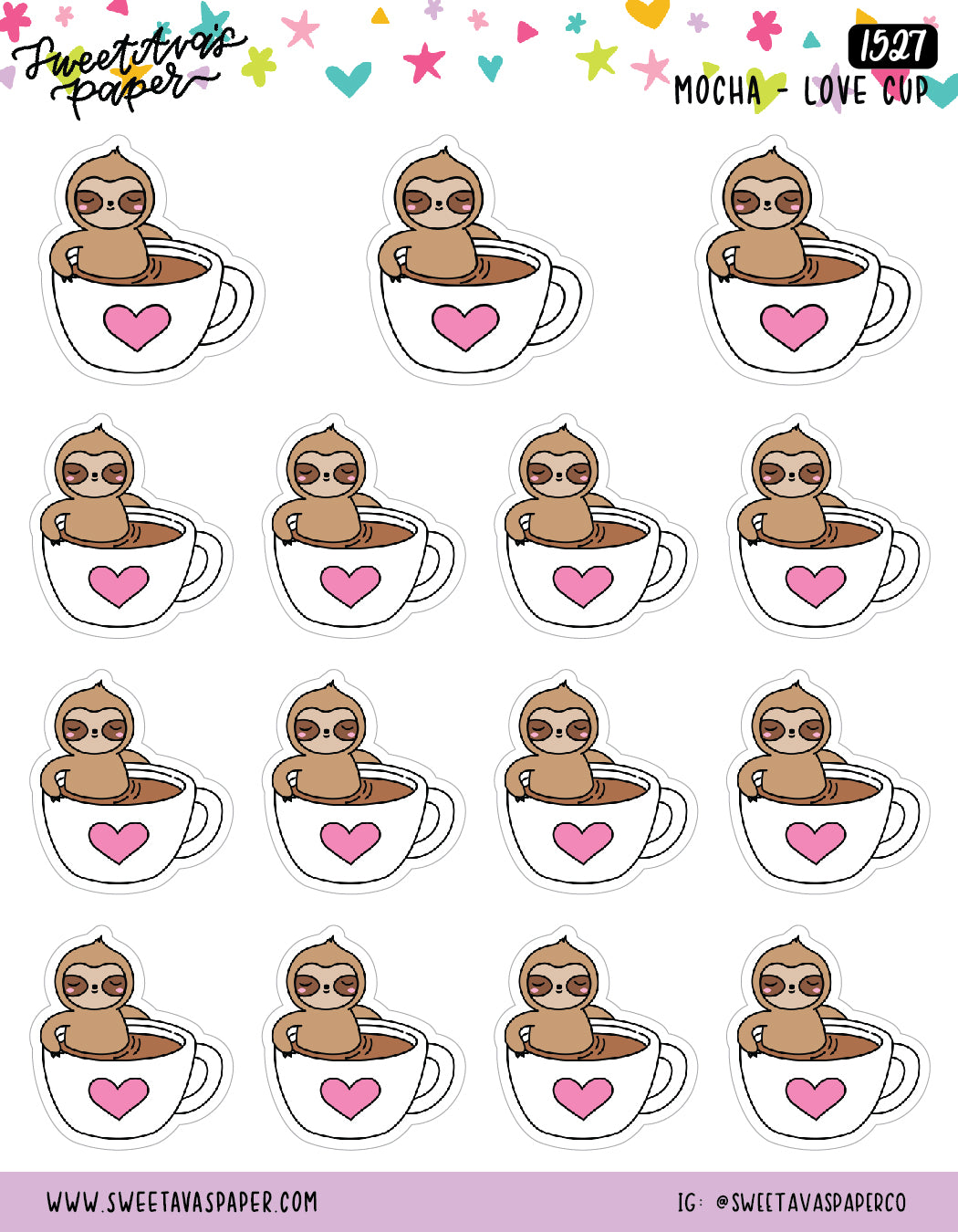 Sitting In Mug Planner Stickers - Mocha The Sloth [1527]