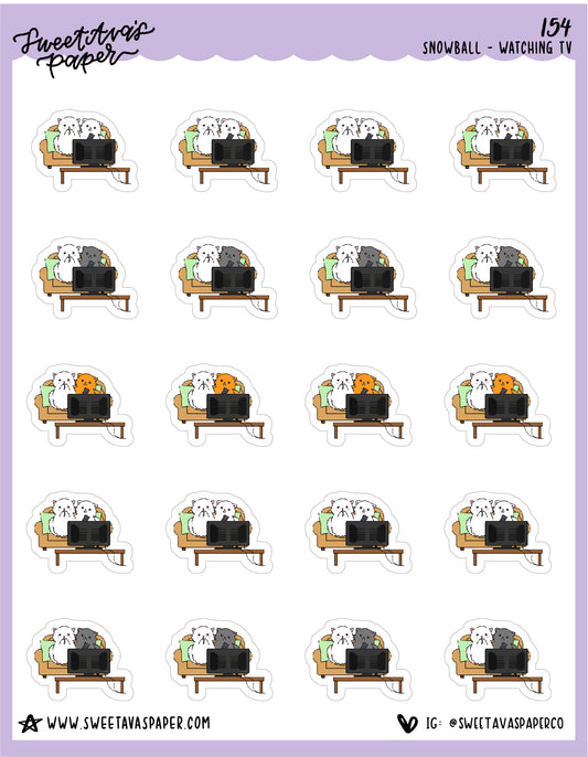 ICON SIZE - Watch TV Together Stickers - Snowball The Cat - [154]