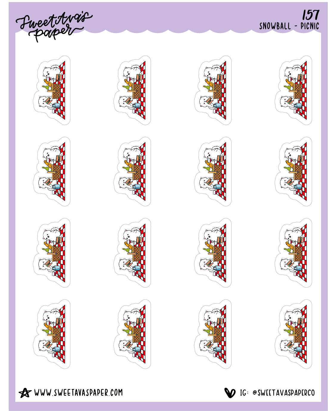 ICON SIZE - Picnic Stickers - Snowball The Cat - [157]