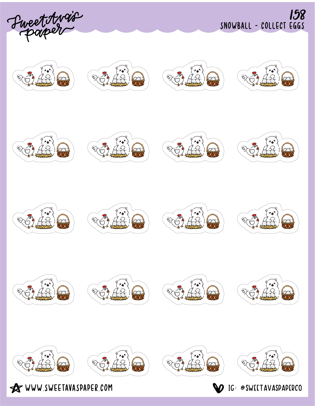 ICON SIZE - Collect Eggs Stickers - Snowball The Cat - [158]
