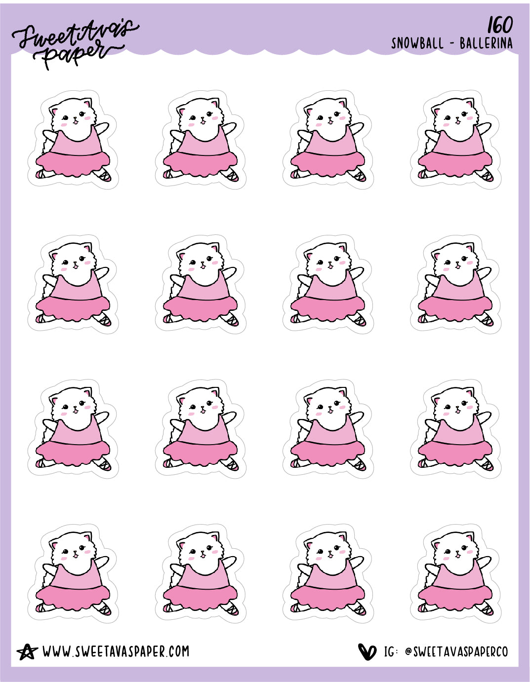 Ballet Stickers - Snowball The Cat - [160]