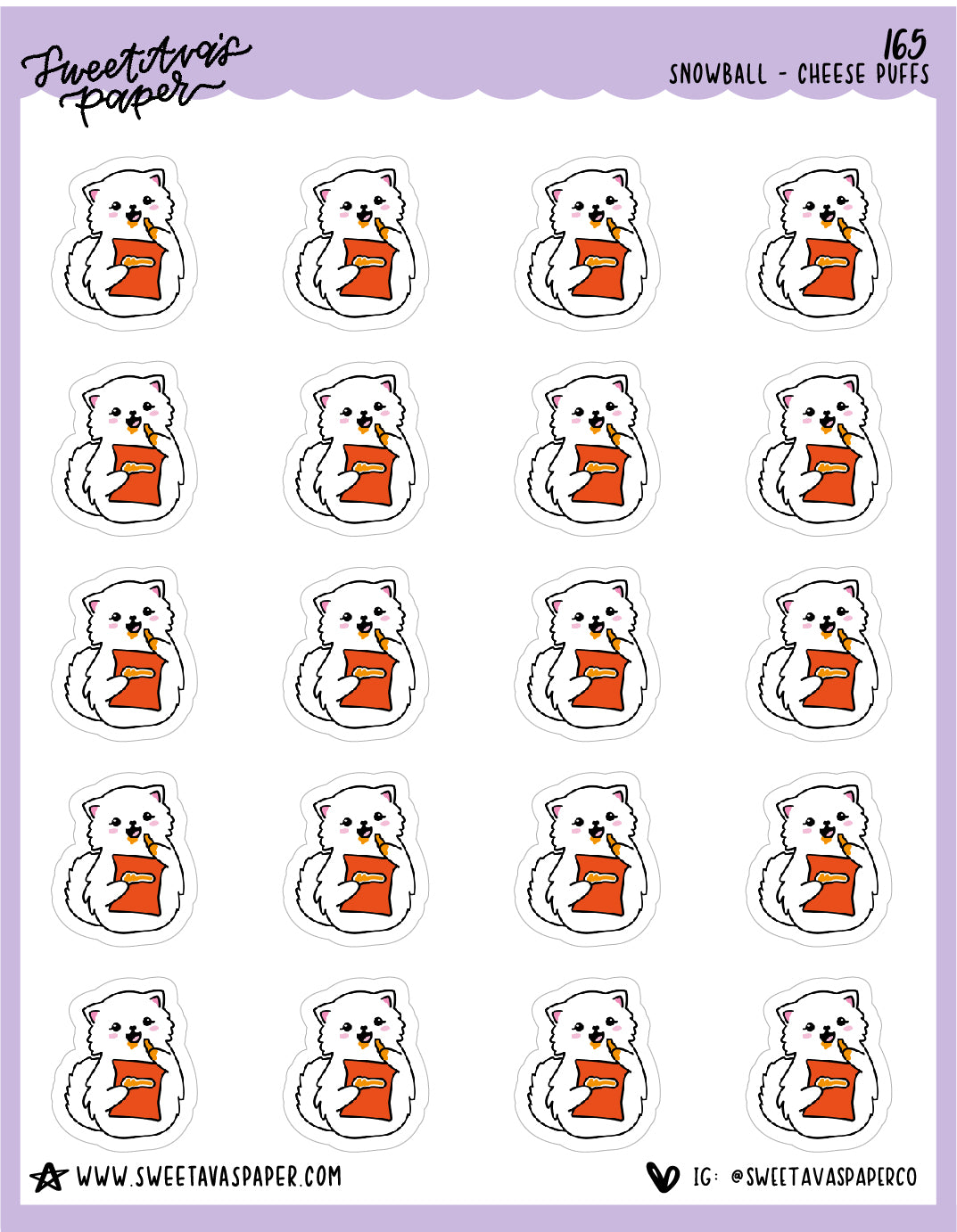 ICON SIZE - Cheese Puffs Stickers - Snowball The Cat - [165]