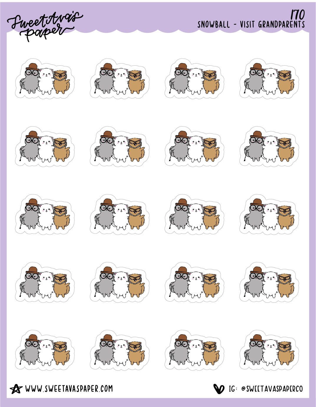 ICON SIZE - Vist Grandparents Stickers - Snowball The Cat - [170]