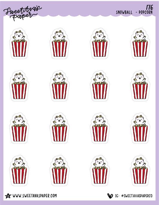 ICON SIZE - Popcorn Bucket Stickers - Snowball The Cat - [176]