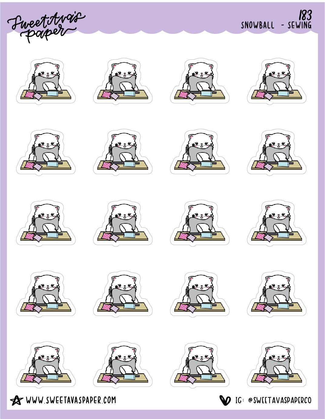 Sewing Machine Stickers - Snowball The Cat - [183]