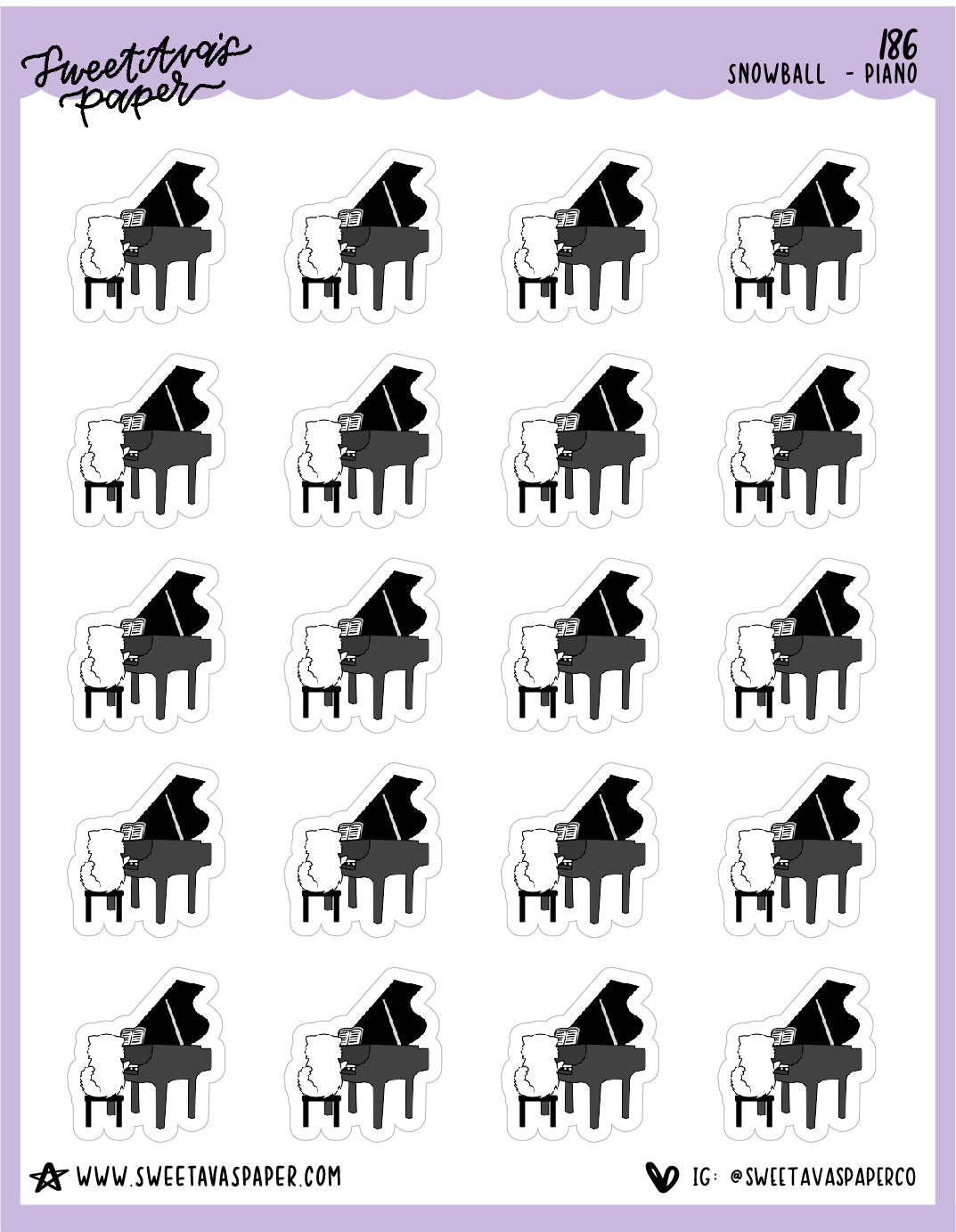 Piano Stickers - Snowball The Cat - [186]