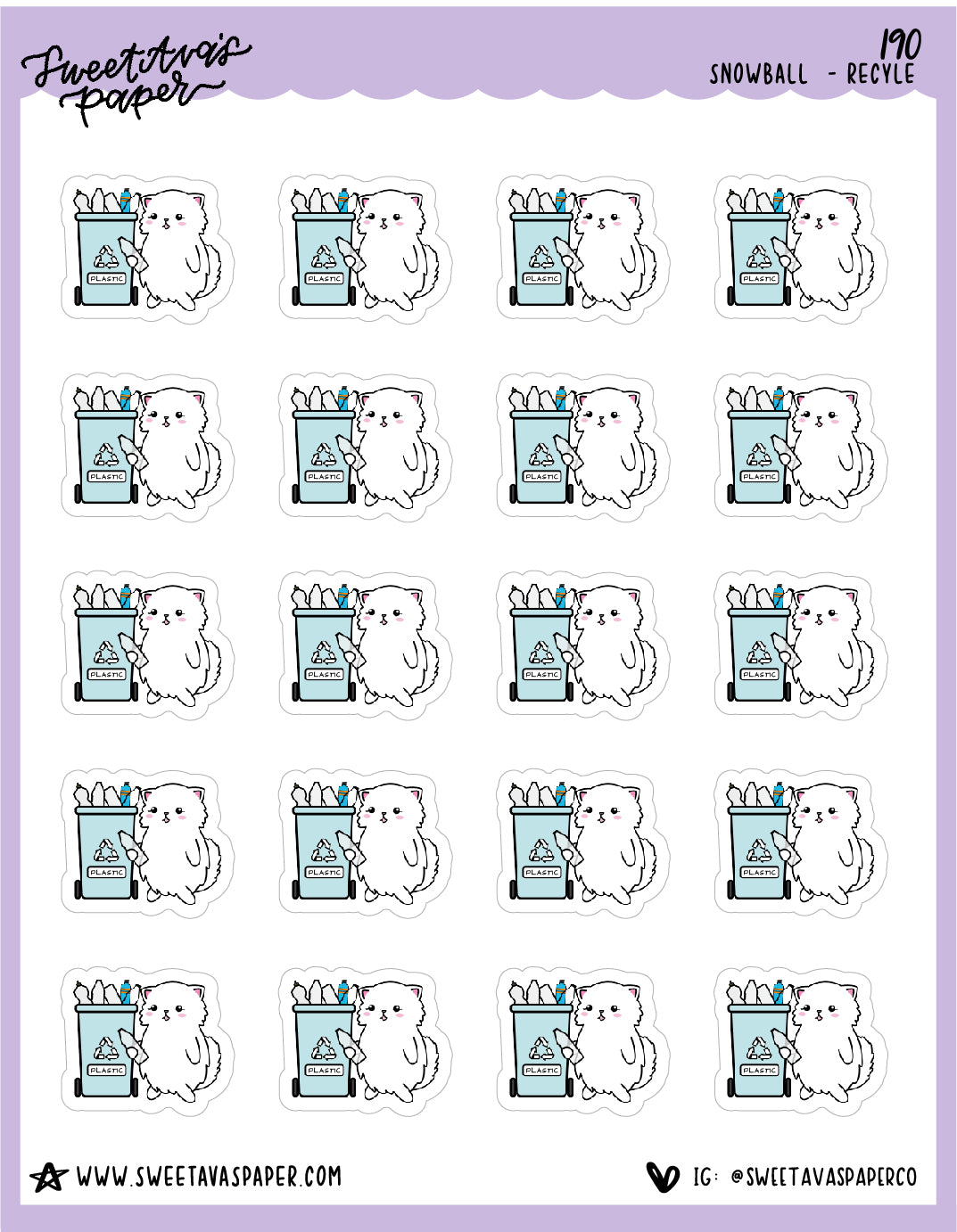 Recycle Stickers - Snowball The Cat - [190]