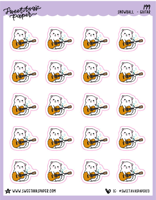 Guitar Stickers - Snowball The Cat - [199]