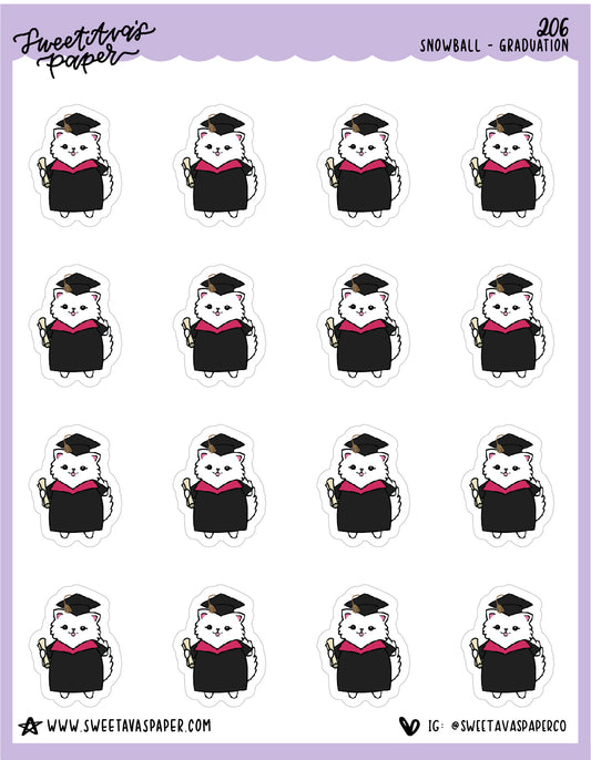 Graduation Stickers - Snowball The Cat - [206]