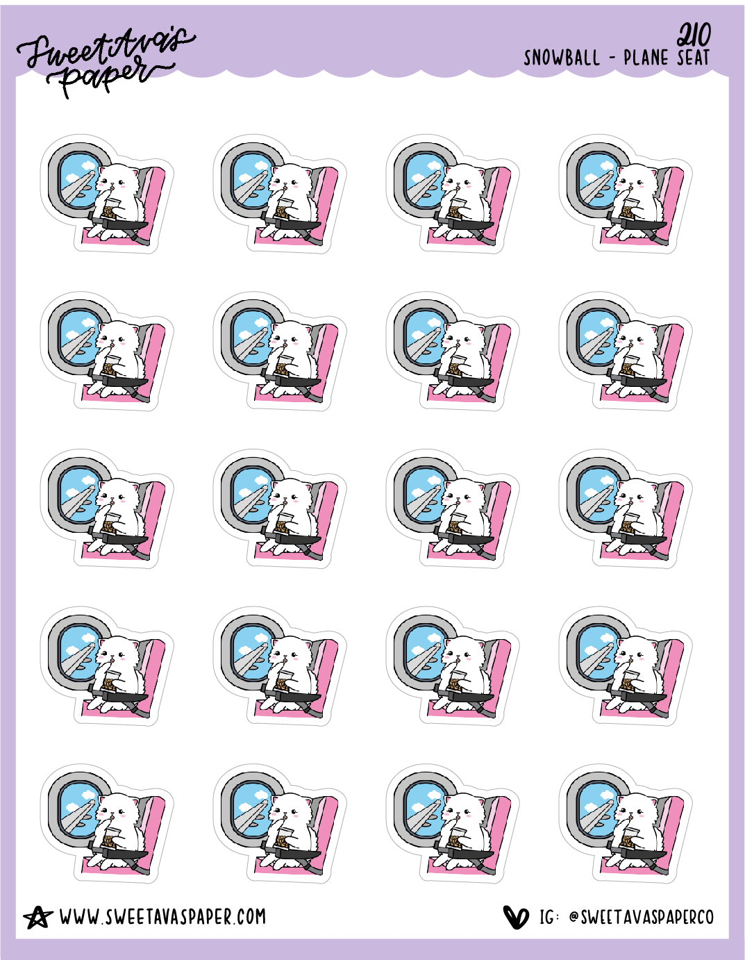 Airplane Window Seat Stickers - Snowball The Cat - [210]