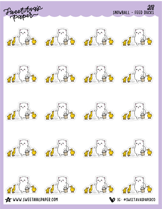 Feed The Ducks Stickers - Snowball The Cat - [218]