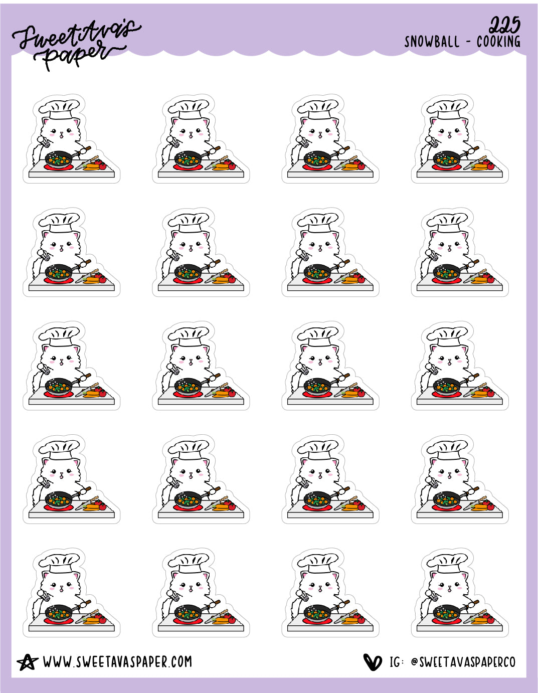 Cooking Meal Prep Stickers - Snowball The Cat - [225]