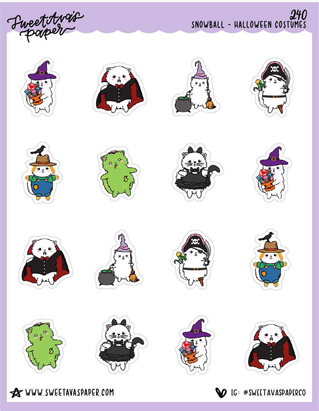Halloween Costumes Stickers - Snowball The Cat - [240]