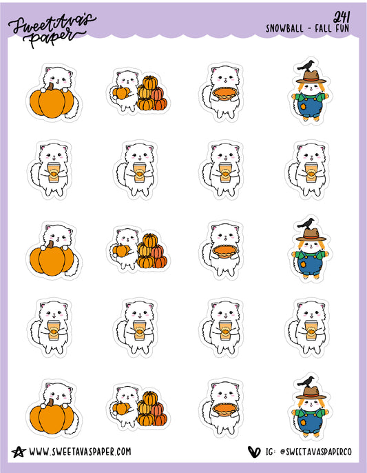Fall Sampler Stickers - Snowball The Cat - [241]