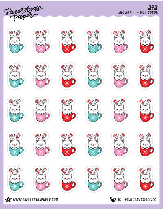 Peppermint Mocha Stickers - Snowball The Cat - [242]