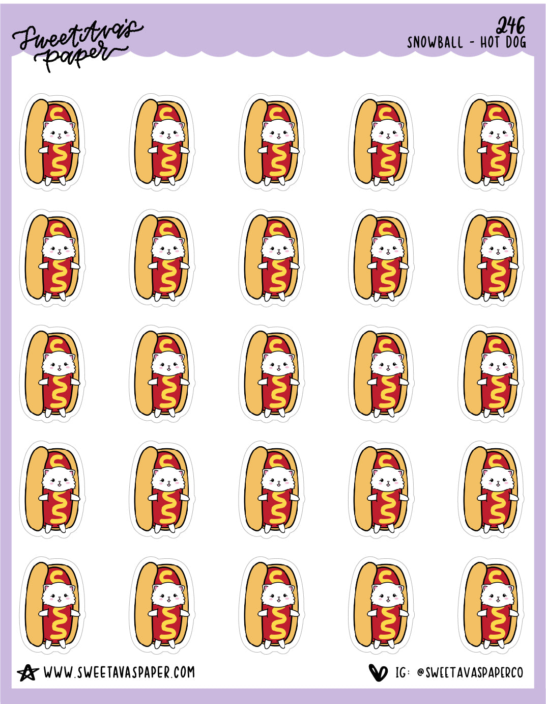 Hot Dog Stickers - Snowball The Cat - [246]