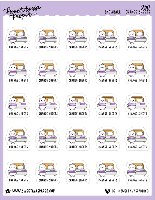 Change the Sheets Stickers - Snowball The Cat - [250]