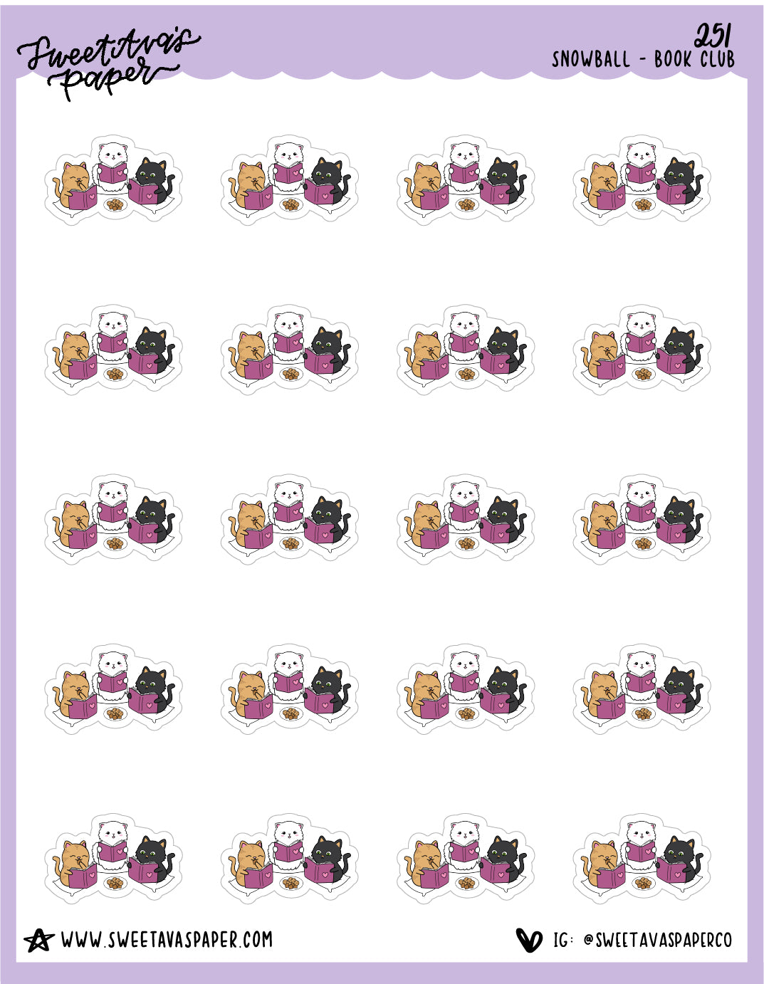 Book Club Stickers - Snowball The Cat - [251]