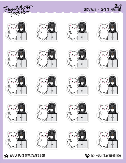 Coffee Machine Stickers - Snowball The Cat - [254]