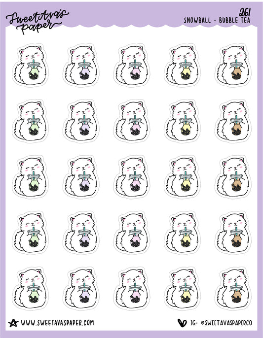 Bubble Tea Stickers - Snowball The Cat - [261]