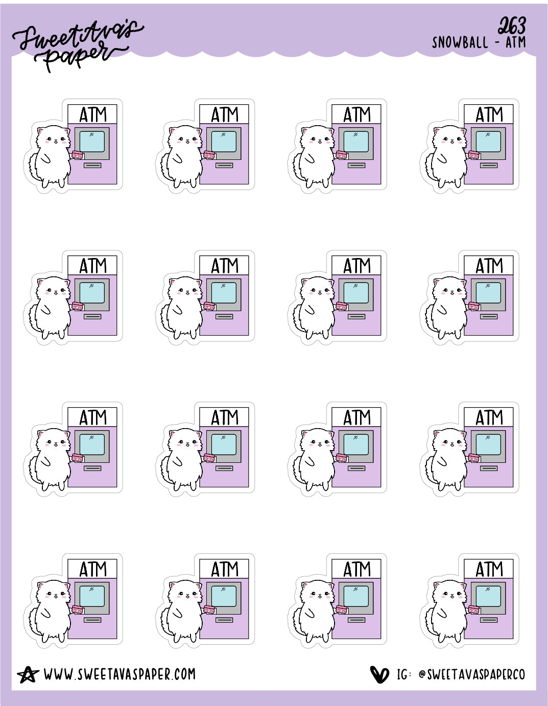 ATM Stickers - Snowball The Cat - [263]
