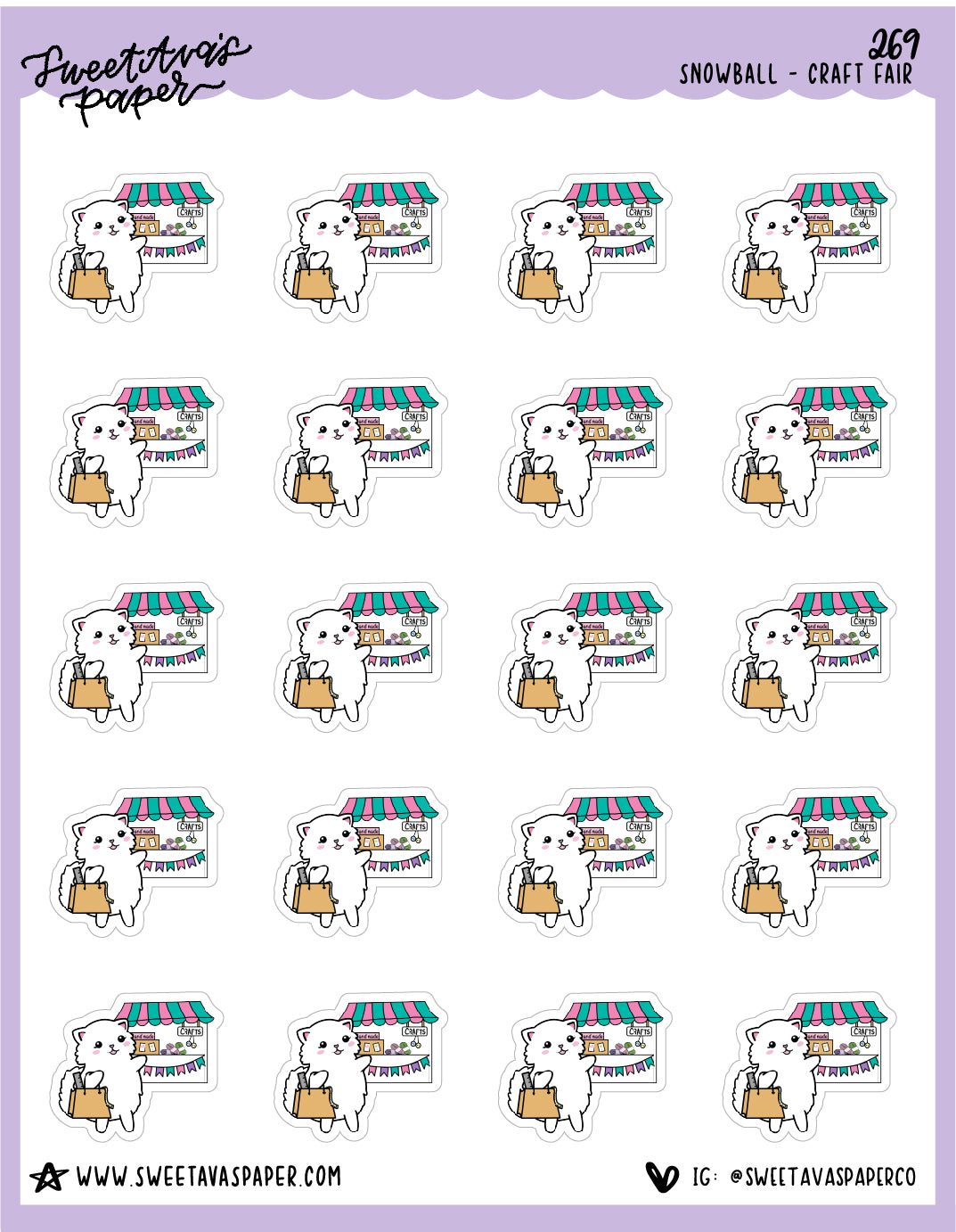 Craft Fair Stickers - Snowball The Cat - [269]