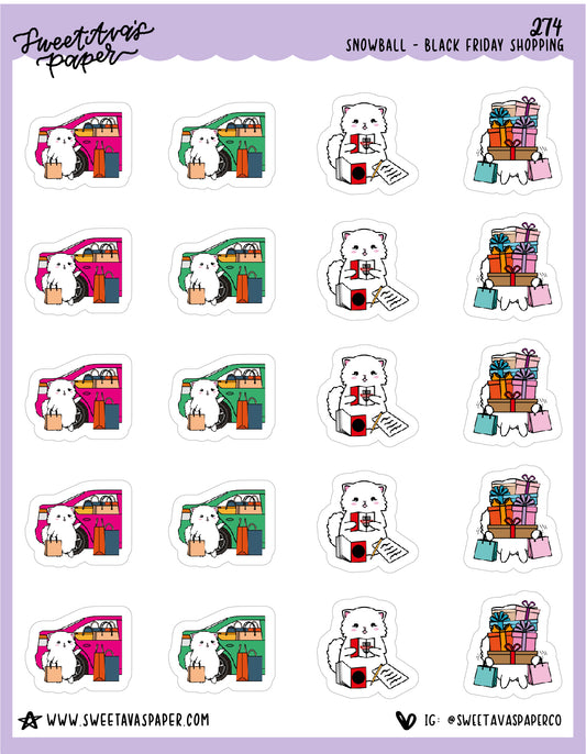 Black Friday Shopping Stickers - Snowball The Cat - [274]