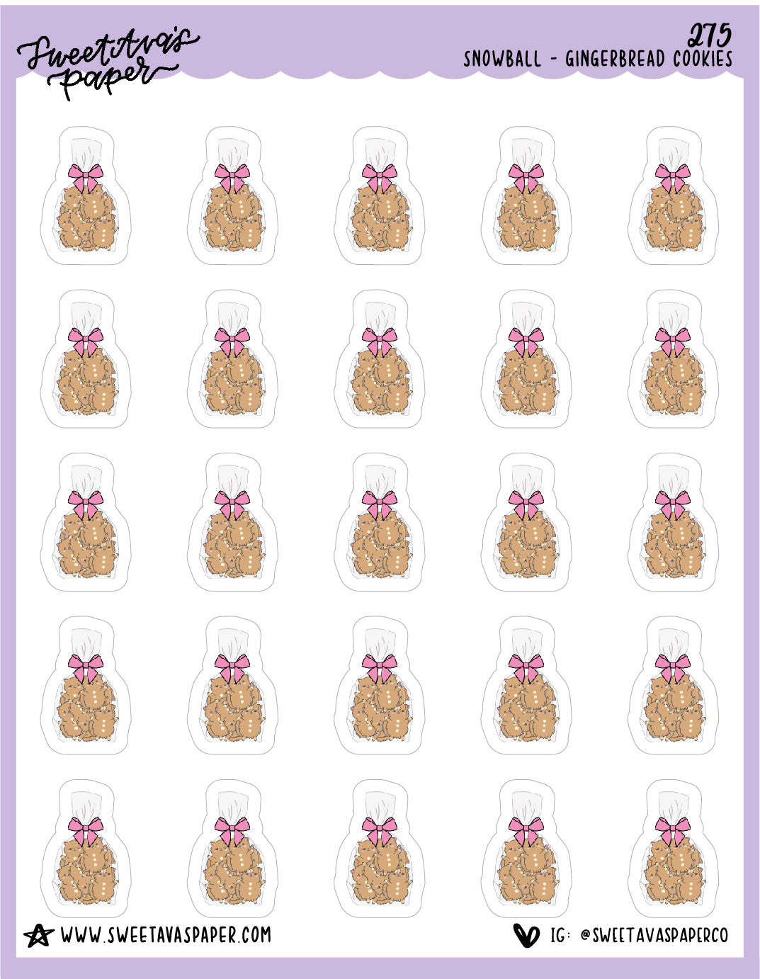 Gingerbread Cookies Stickers - Snowball The Cat - [275]