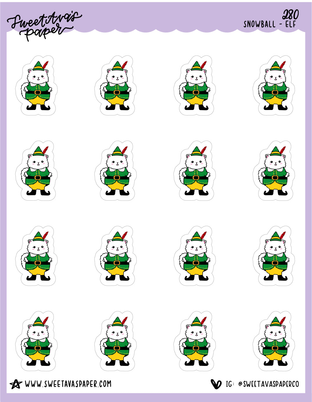 Elf Stickers - Snowball The Cat - [280]