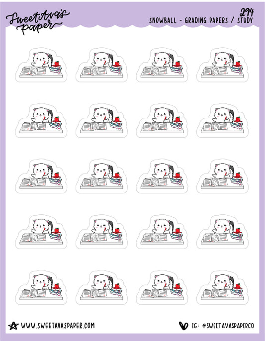 Grade Papers Teacher Stickers - Snowball The Cat - [294]