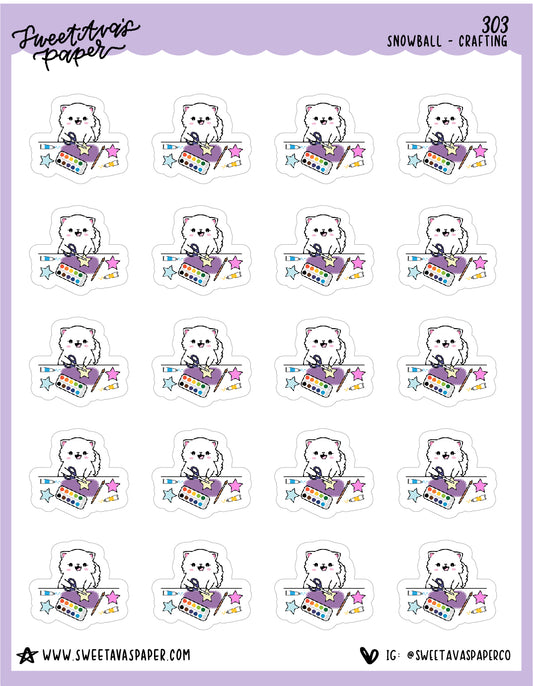 Craft Time Planner Stickers - Snowball The Cat - [303]