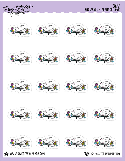 ICON SIZE - Planner Love Planner Stickers - Snowball The Cat - [309]