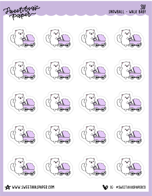 Baby Stroller Planner Stickers - Snowball The Cat - [311]