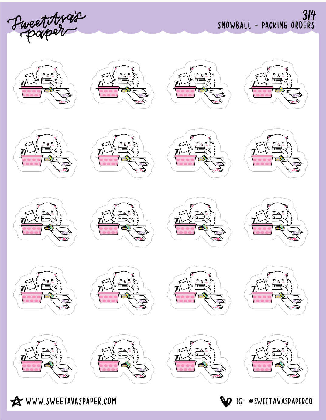 ICON SIZE - Pack Orders Planner Stickers - Snowball The Cat - [314]