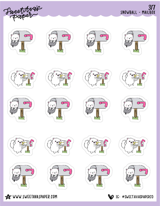 Mailbox Planner Stickers - Snowball The Cat - [317]